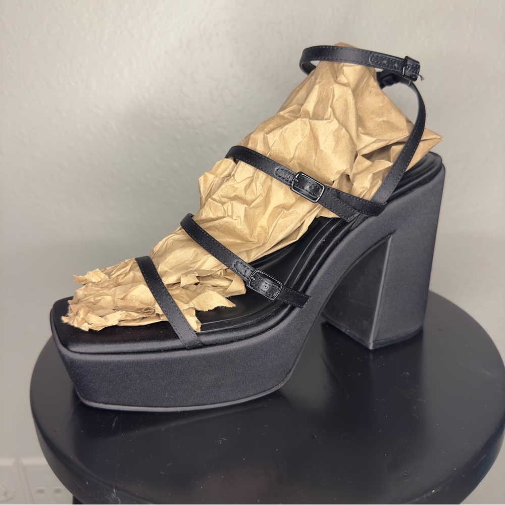 Black Strappy Platform Sandals, Size 11